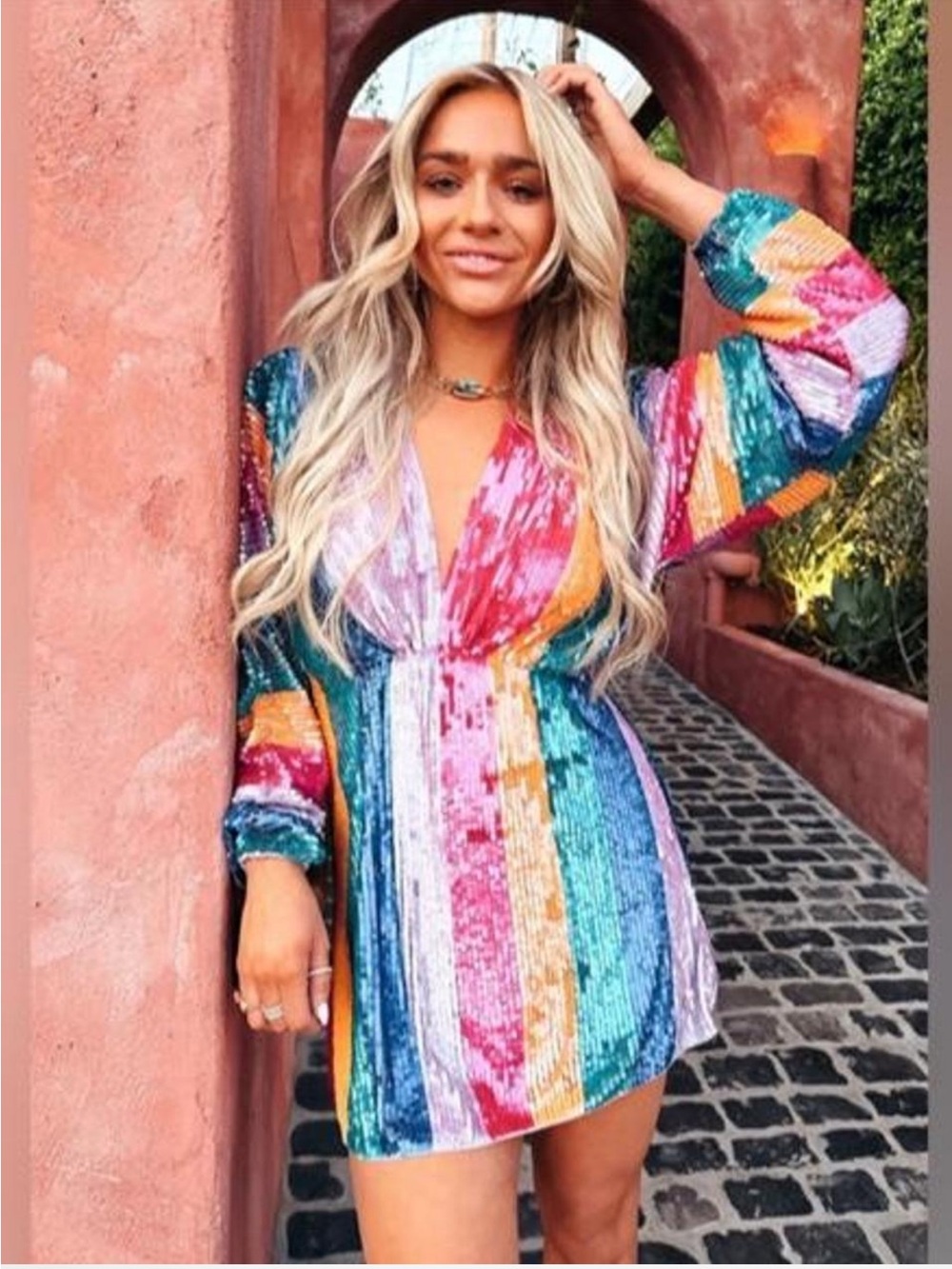 Show Me Your Mumu Kidman Retro Rainbow Striped Mini Dress